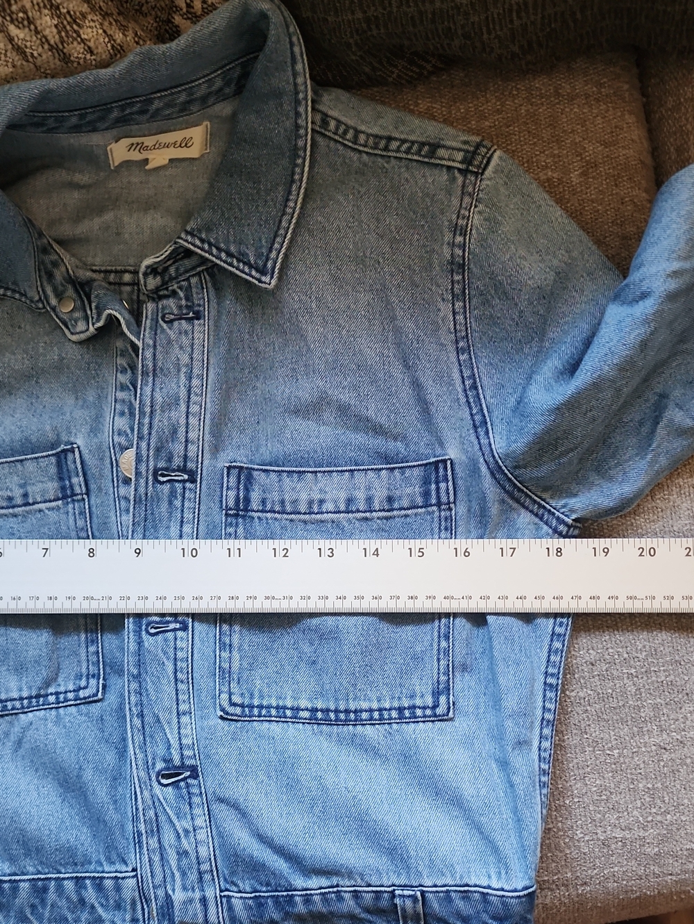 Madewell Denim Utility Jumpsuit Boiler Suit One Piece Light Wash Long Sleeve - Picture 7 of 10